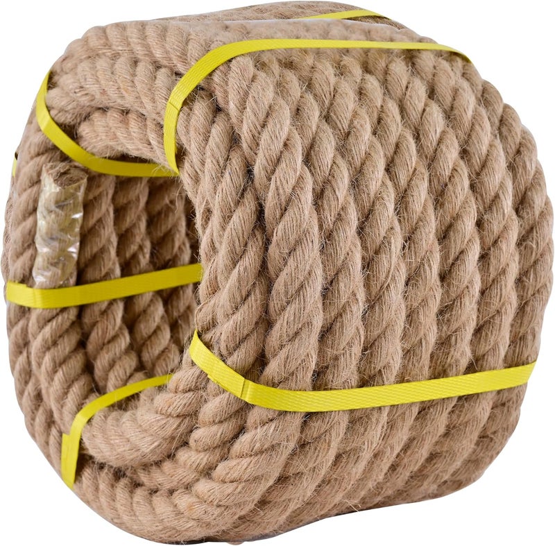 MKMJ Jute Rope 3/4 Inch x 100Ft,Suitable for Various Indoor and Outdoor Projects. Such as Handicrafts, Cat Scratch Stickers, Home Decor, Gardening, Flower Baskets, Swing Beds, Seawall Fences, etc - Image 1